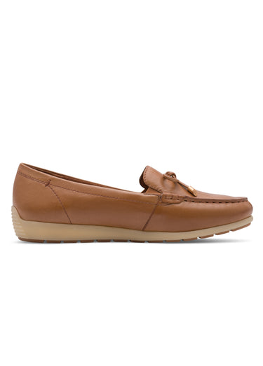 Mocassins confort cuir semelle compensée Cognac