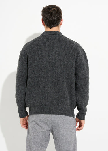 Pull col zippé chaud avec laine Gris Anthracite