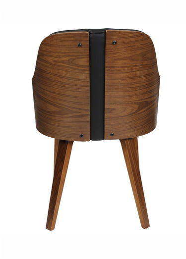 Chaise rétro simili cuir et dossier bois Noir