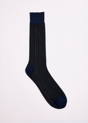 Chaussettes voile à côtes Bleu Marine