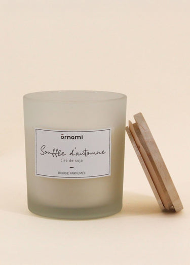 Bougie parfumée pot verre + couvercle Beige