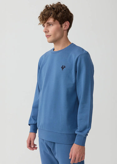 Sweat shirt en molleton avec col rond Indigo