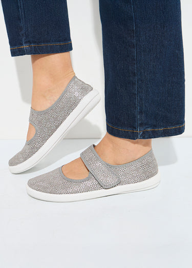 Chaussons babies à scratch largeur confort Gris