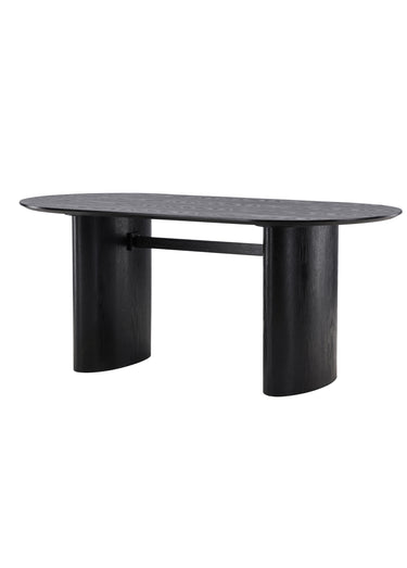 Table à manger ovale bois, pieds ovales Noir