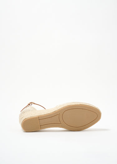 Sandales compensées cuir et jute talon enrobé Dore