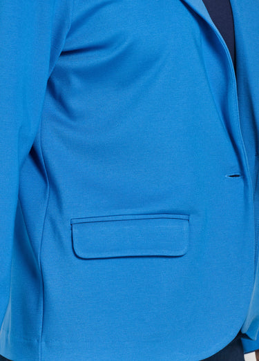 Veste droite boutonnée maille milano unie Bleu Mykonos