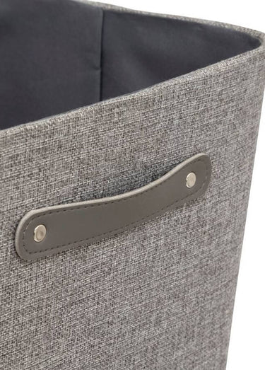 Panier rangement tissu, poignée métal Gris