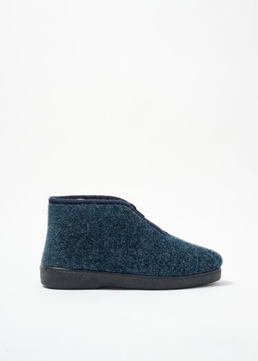 Chaussons montants zippés fourrés largeur confort Bleu Jean