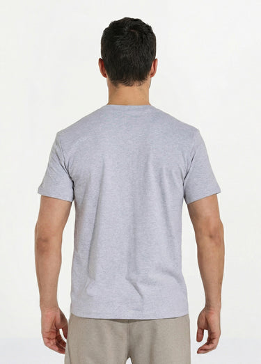 T-shirt pur coton avec col rond, Essentiel Gris