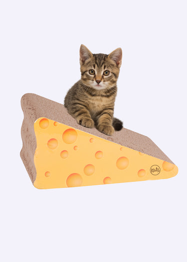 Griffoir carton en forme de fromage Jaune