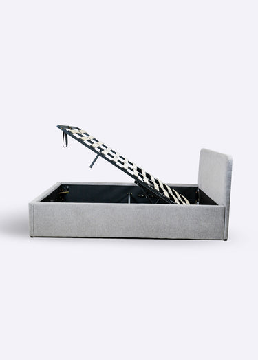 YSEE Lit coffre, sommier + tête tissu Gris