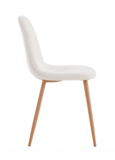 Set 4 Chaises coque bouclette, pieds compas Blanc/Marron