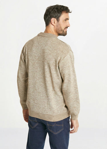 Gilet col V boutonné manches longues laine Chine Beige