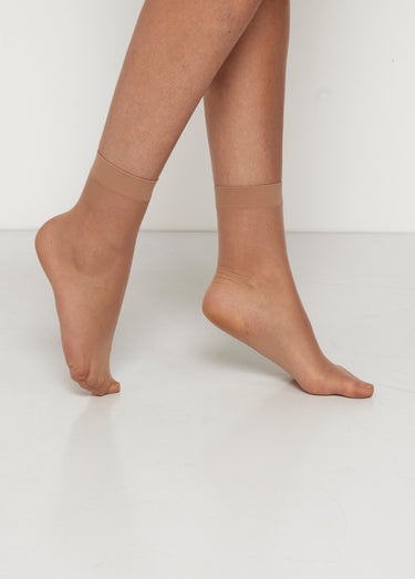 Socquettes en voile, 17 deniers Beige