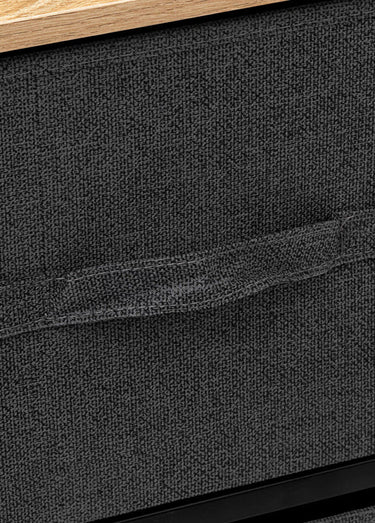 Meuble bas avec 5 tiroirs tissu Noir gris bois