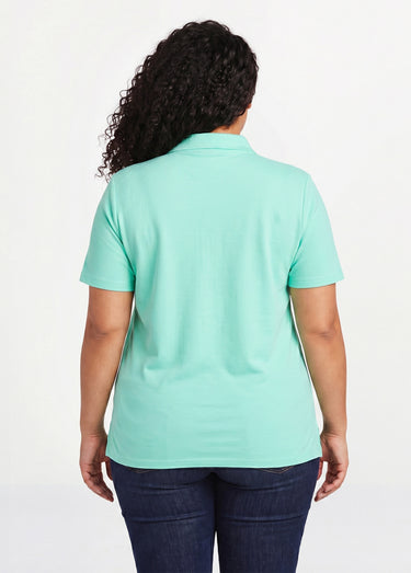 T-shirt maille piquée coton col polo Vert