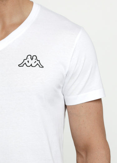 T-shirt col V manches courtes assortis Blanc