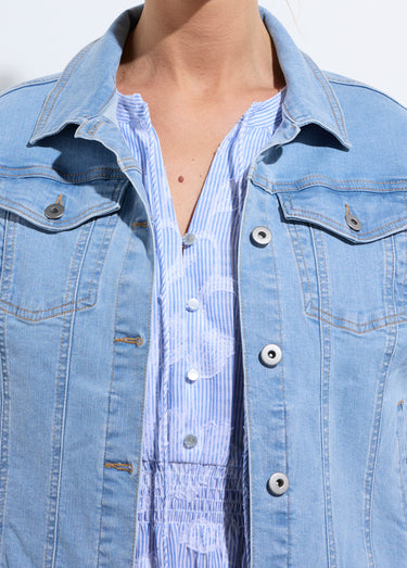 Veste en jean coupe droite stretch Bleu Clair