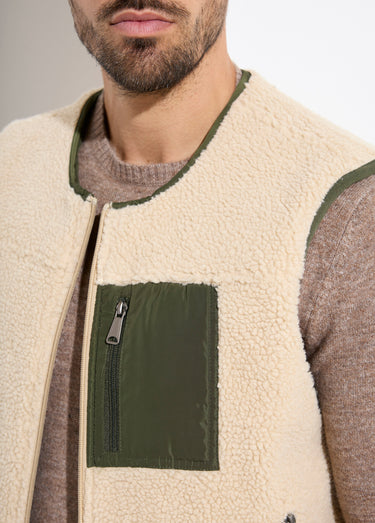 Veste sans manches casual réversible Beige/Kaki