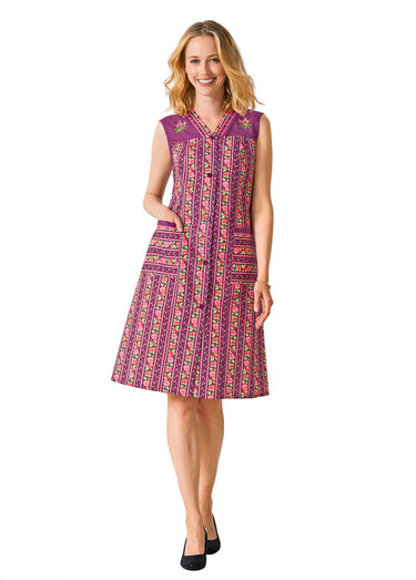 Tablier court sans manches boutonné Rose