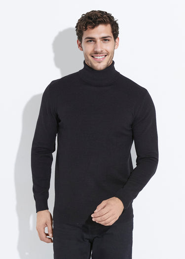 Pull col roulé en maille fine jauge Noir