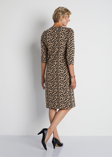 Robe ample courte jacquard bicolore Noir/Beige