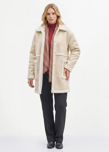 Manteau effet peau lainée femme chaud et élégant Peau Lainée