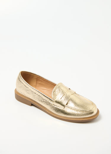 Mocassins fini métallisé craquelé Dore