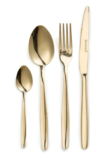 Ménagère 24 pièces inox champagne, Cléa Jaune