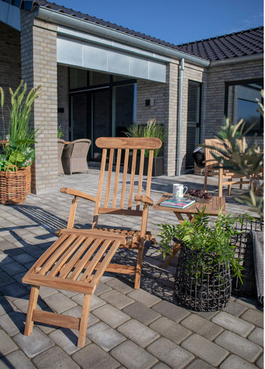 Chaise longue teck, avec  repose pieds Naturel