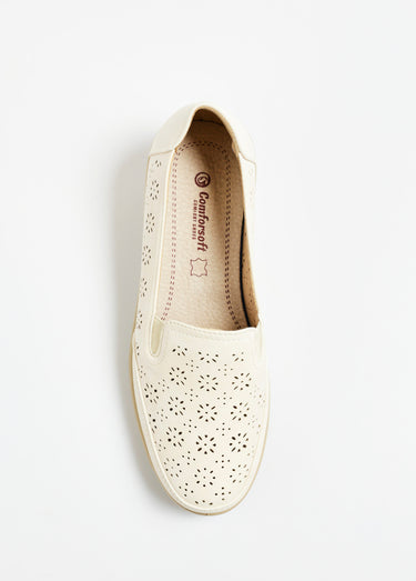 Mocassin ajouré confort élastiques côtés Beige
