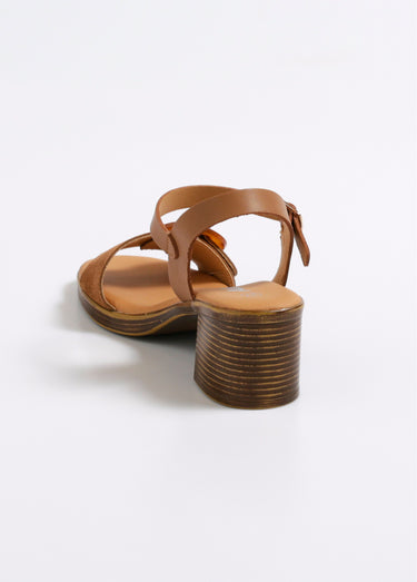 Sandales à boucle en suédine à talon Camel
