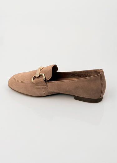 Mocassins en cuir souple, bride métal Marron