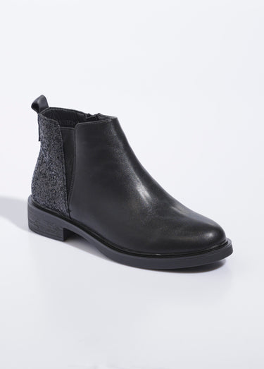 Boots Chelsea, détail paillettes talon Noir