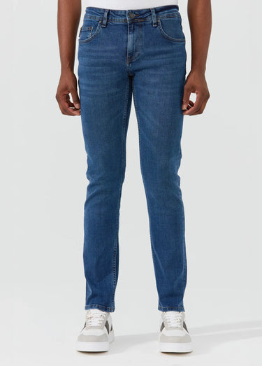 Jean 5 poches en denim, coupe fittée Bleu Denin