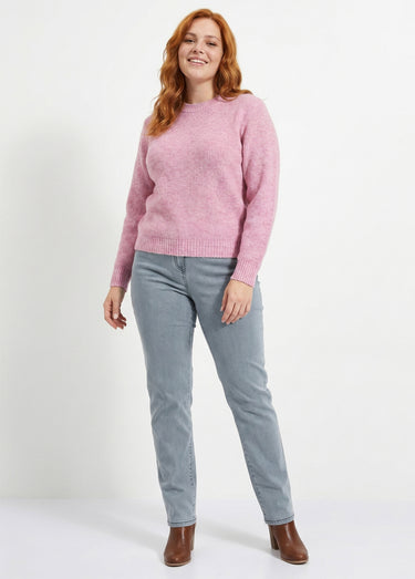 Pull chaud côtelé avec laine et fibres recyclées Rose