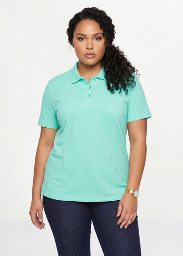 T-shirt maille piquée coton col polo Vert