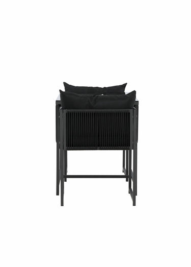 Set Table verre + 2 Fauteuils acier Noir