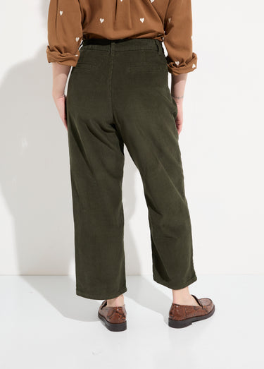 Pantalon large velours, spécial PETITE Kaki