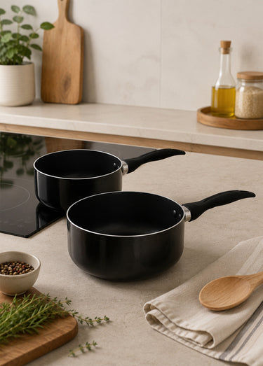 Lot de 2 casseroles tous feux 16/20cm Noir