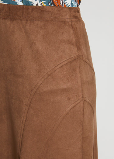 Jupe longue évasée maille suédée Camel