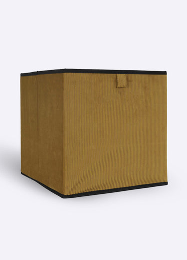 Cube de rangement pliable en velours Moutarde