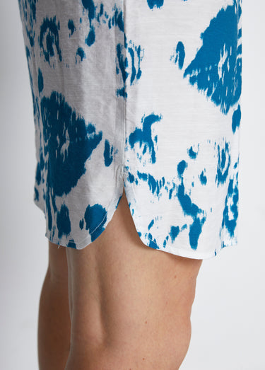 Robe courte imprimée manches kimono Blanc/Bleu