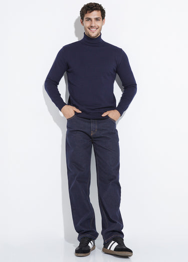 Jean denim 5 poches bas resserré, brut Bleu