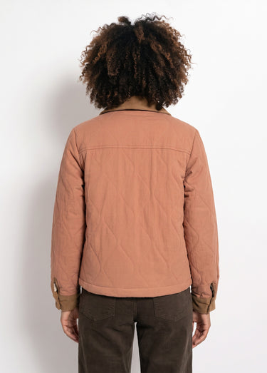 Veste matelassée courte détails velours Camel