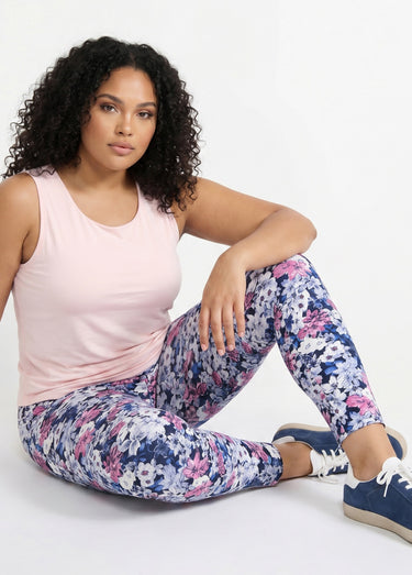 Legging imprimé taille élastiquée Fleurs