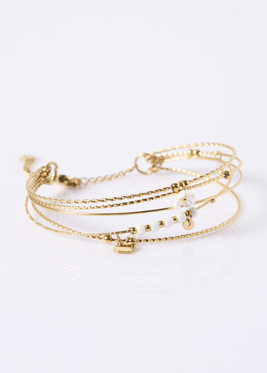 Bracelet jonc multi-rangs acier inoxydable Blanc