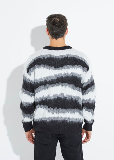Pull épais avec laine, rayures fantaisie Noir