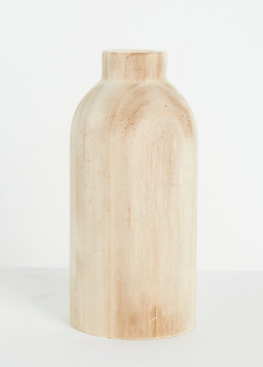 Vase en bois col étroit, forme gélule Naturel