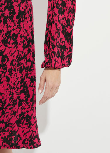 Robe courte cache-coeur imprimé tachiste Noir/Fuchsia